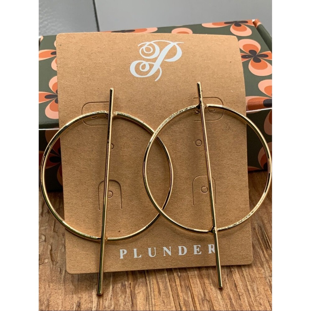 Plunder Design Adelaide Gold Tone Vertical Bar Accent Stud Earrings
